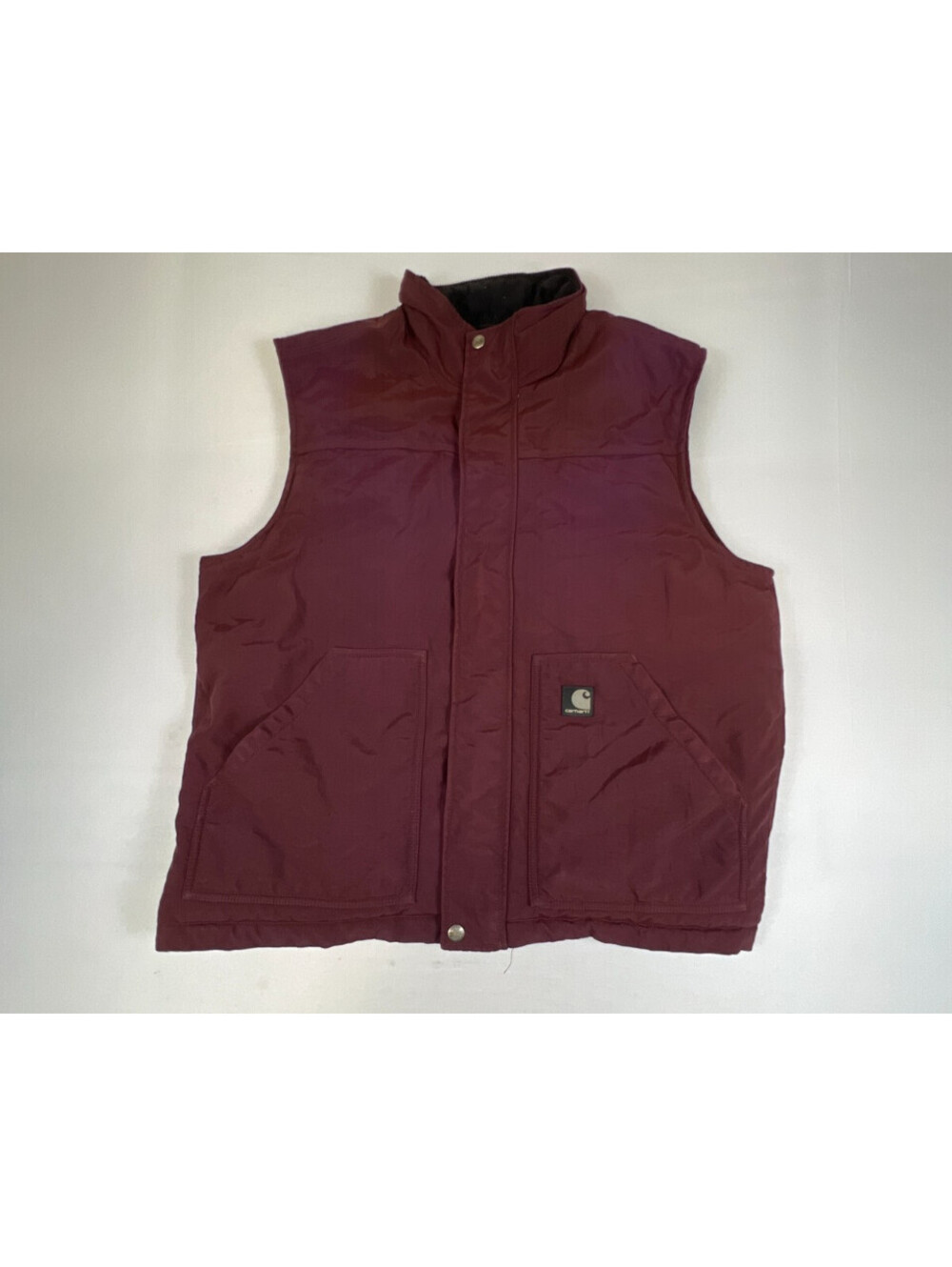 Carhartt Men Large Redwood V27 Nylon Insulated Vest Quilted Corduroy Collar